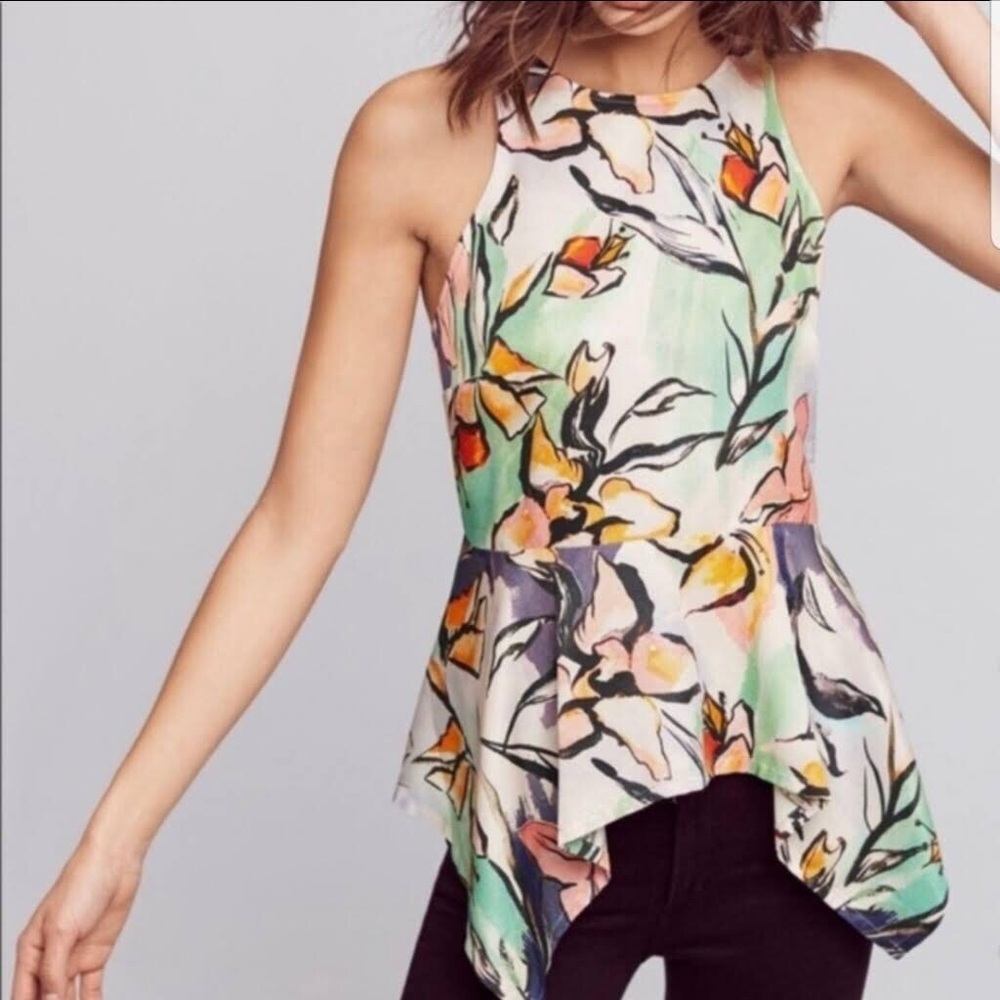 Anthropologie HD in Paris Floral Peplum Top